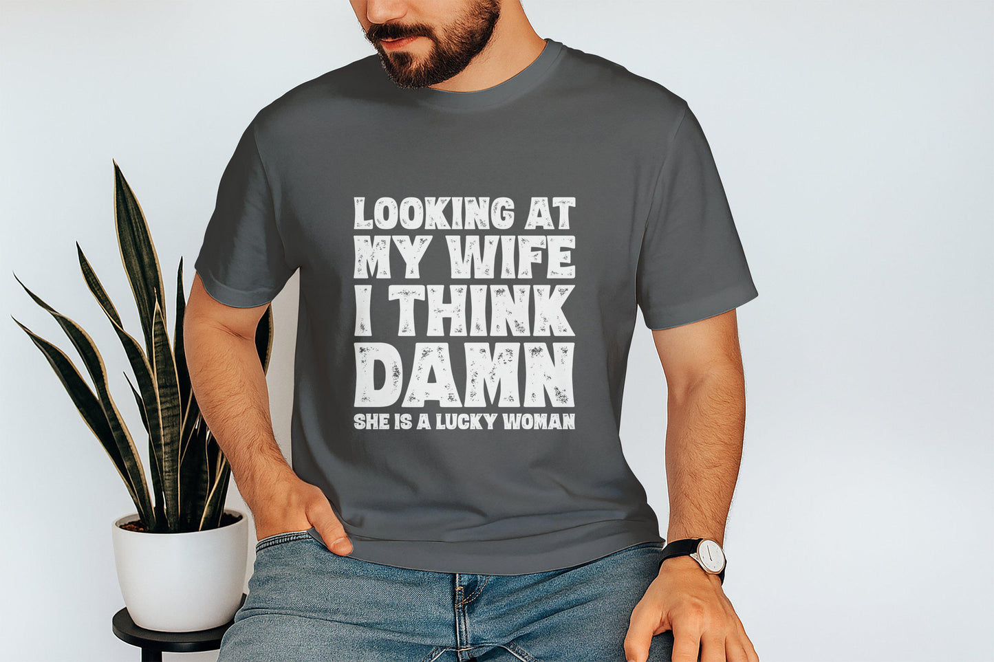 Funny Husband T-Shirt, Lucky Wife, Father's Day Gift