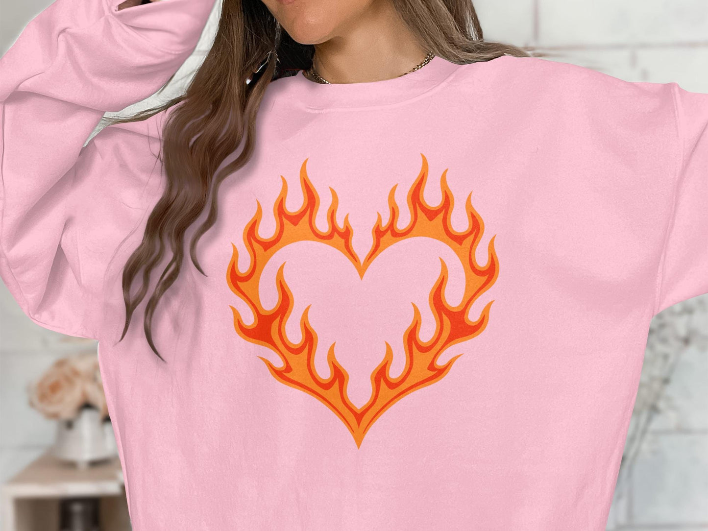 Flaming Heart Graphic Tee, Fiery Love Shirt