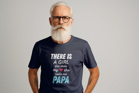 There is a Girl She Stole My Heart Papa T-Shirts, Father's Day, Gift for Dad, Love Papa, Daddy Tee, Loving Father T Shirts