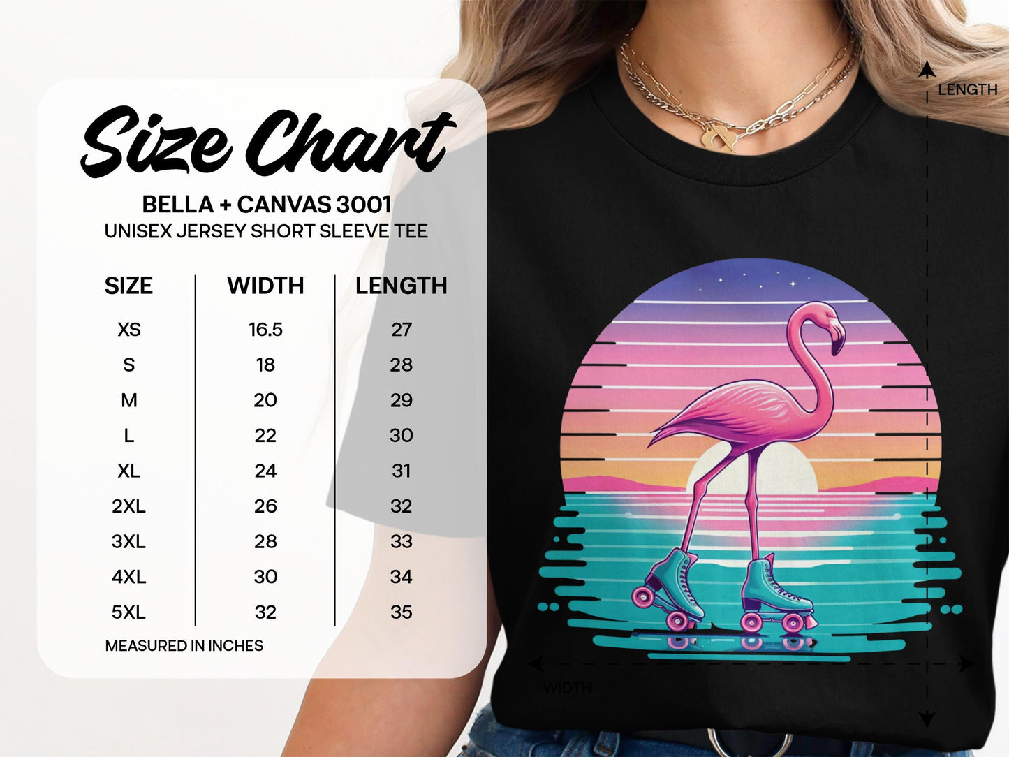 Flamingo Roller Skate T-Shirt, Retro Sunset Graphic Tee