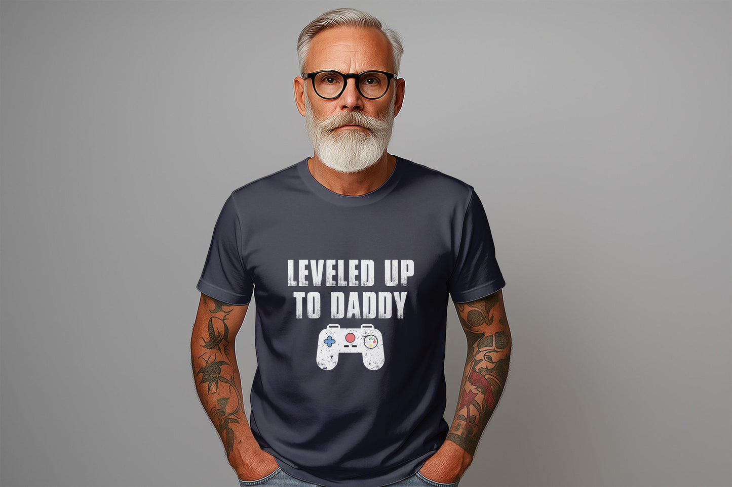 Leveled Up To Daddy T-Shirt: Gamer Dad Gift