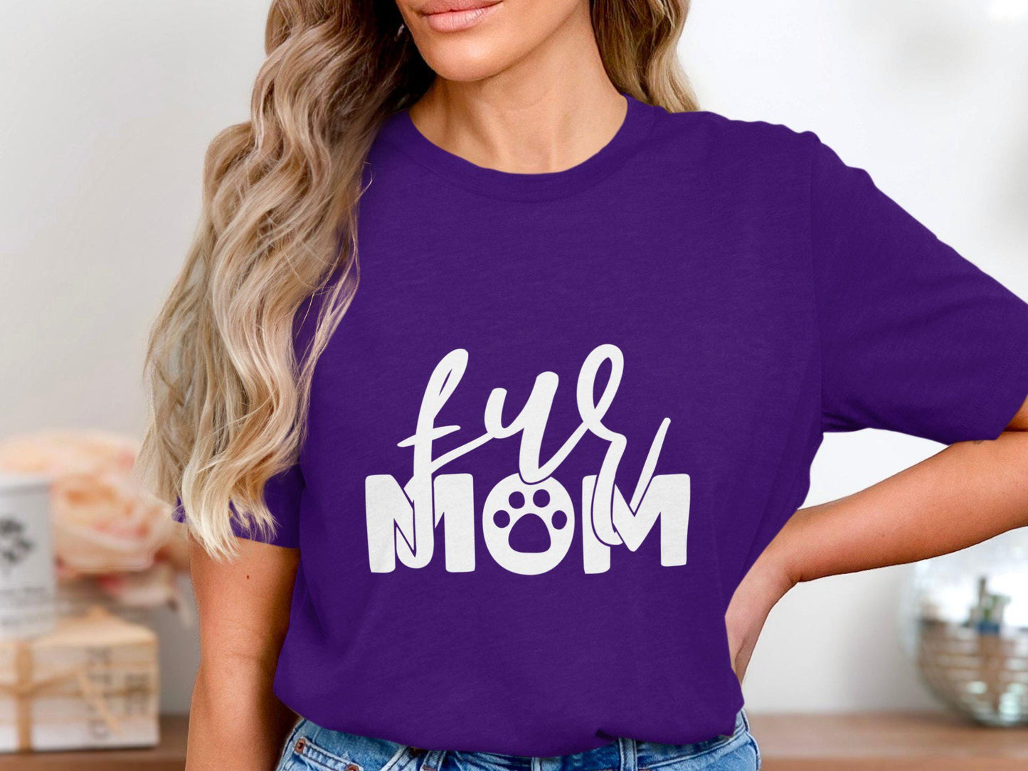 Fur Mom T-Shirt: Paw Print Tee, Animal Lover Gift