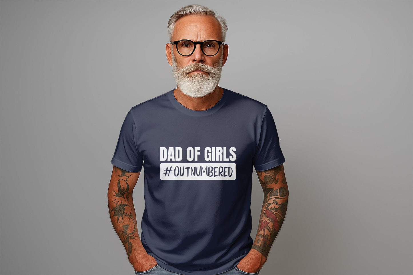 Dad of Girls T-Shirts, Outnumbered Father Tee, Girl Dad Gifts, Father Daughter Shirts, Funny Dad T-Shirts, Fathers Day Presents