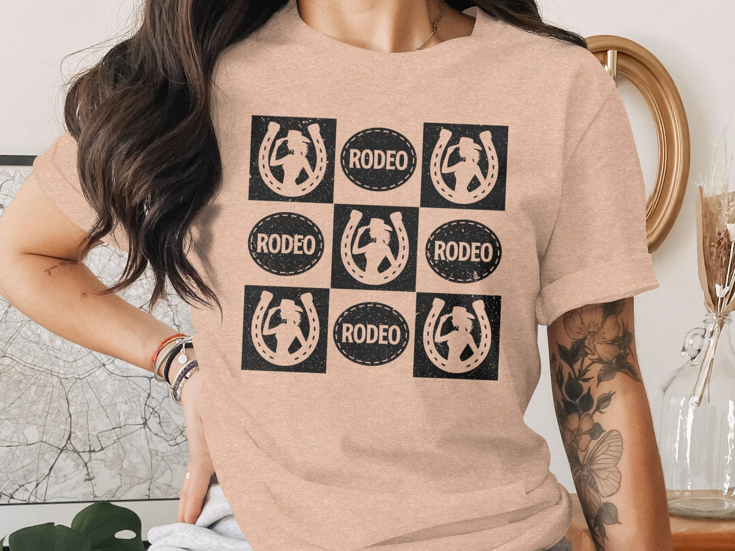 Rodeo Cowgirl T-Shirt, Horse Shoe Graphic Tee