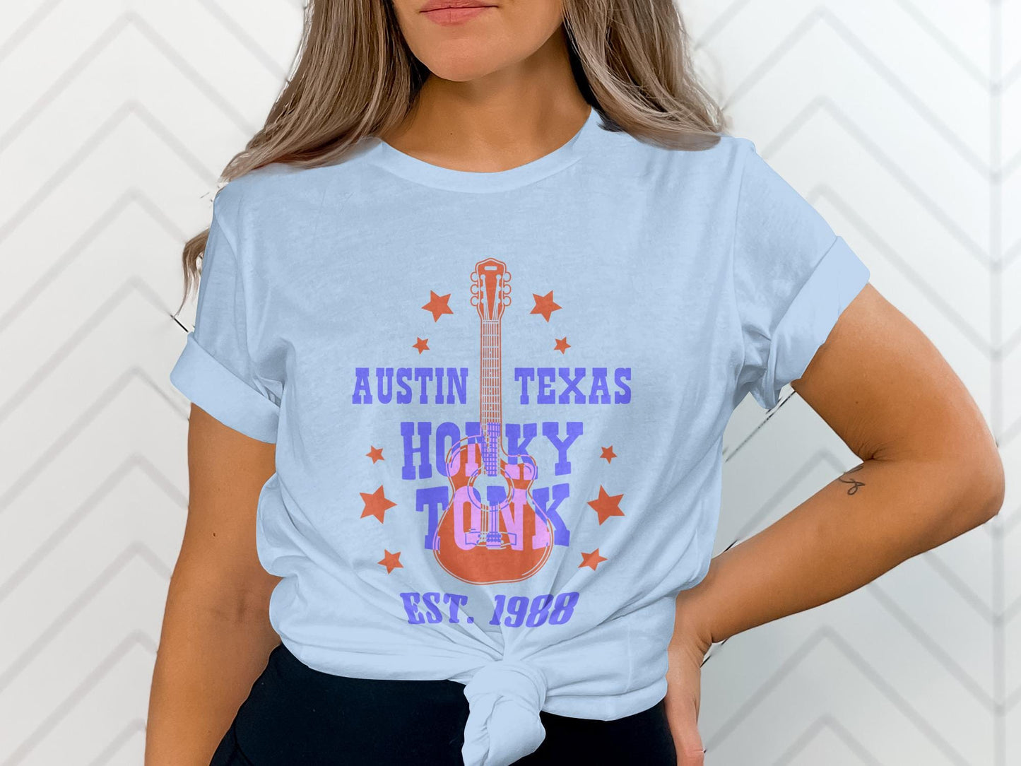 Austin Texas Honky Tonk Guitar T-Shirt, Music Lover Gift