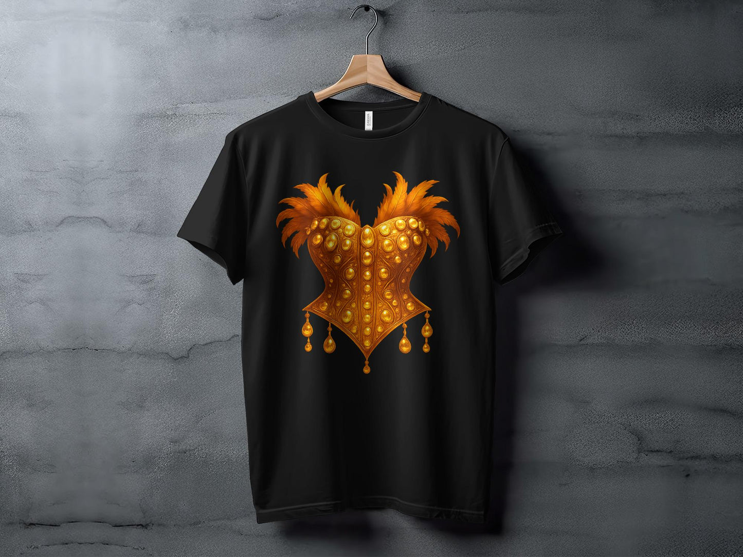 Golden Corset Graphic Tee, Showgirl Costume T-Shirt