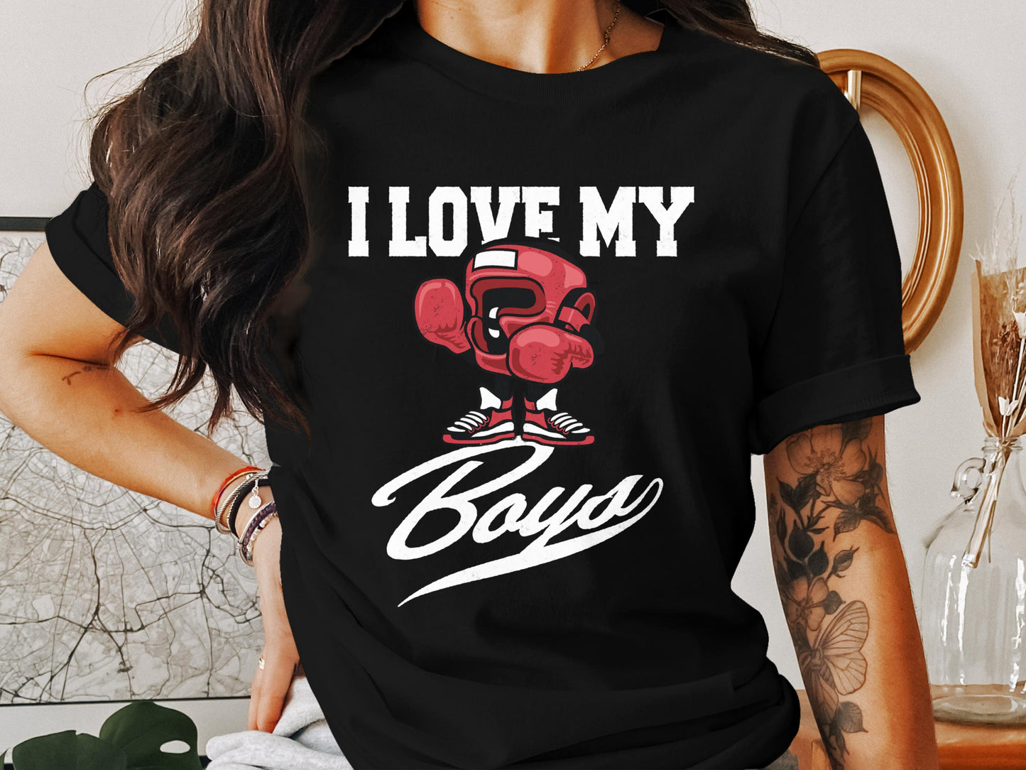 Boxing Mom T-Shirt: I Love My Boys, Sports Mom Tee