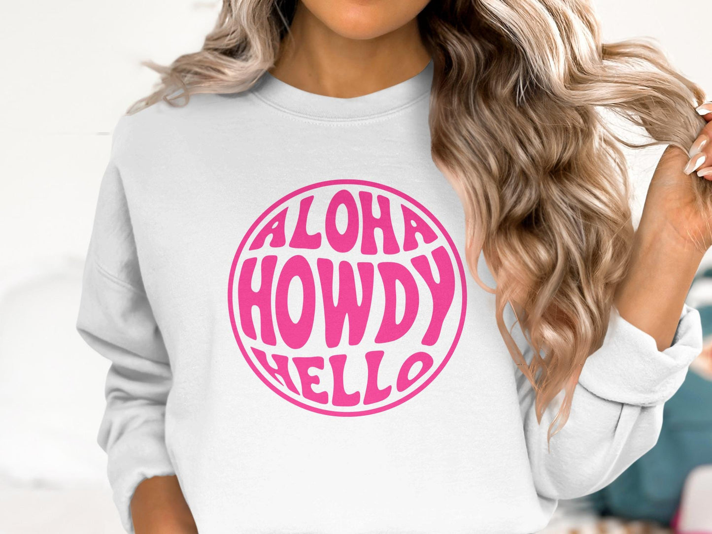 Aloha Howdy Hello T-Shirt, Retro Pink Graphic Tee
