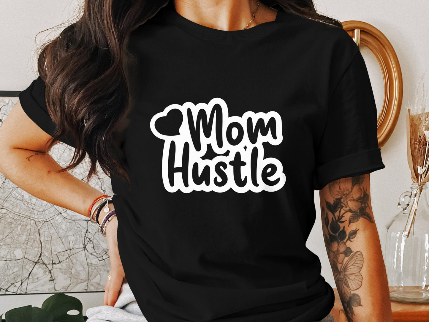 Mom Hustle T-Shirts, Gift for Mom, Mother's Day Tee, Working Mom, Hustle Hard, Motherhood T-Shirt, New Mom Gift, Mom Life