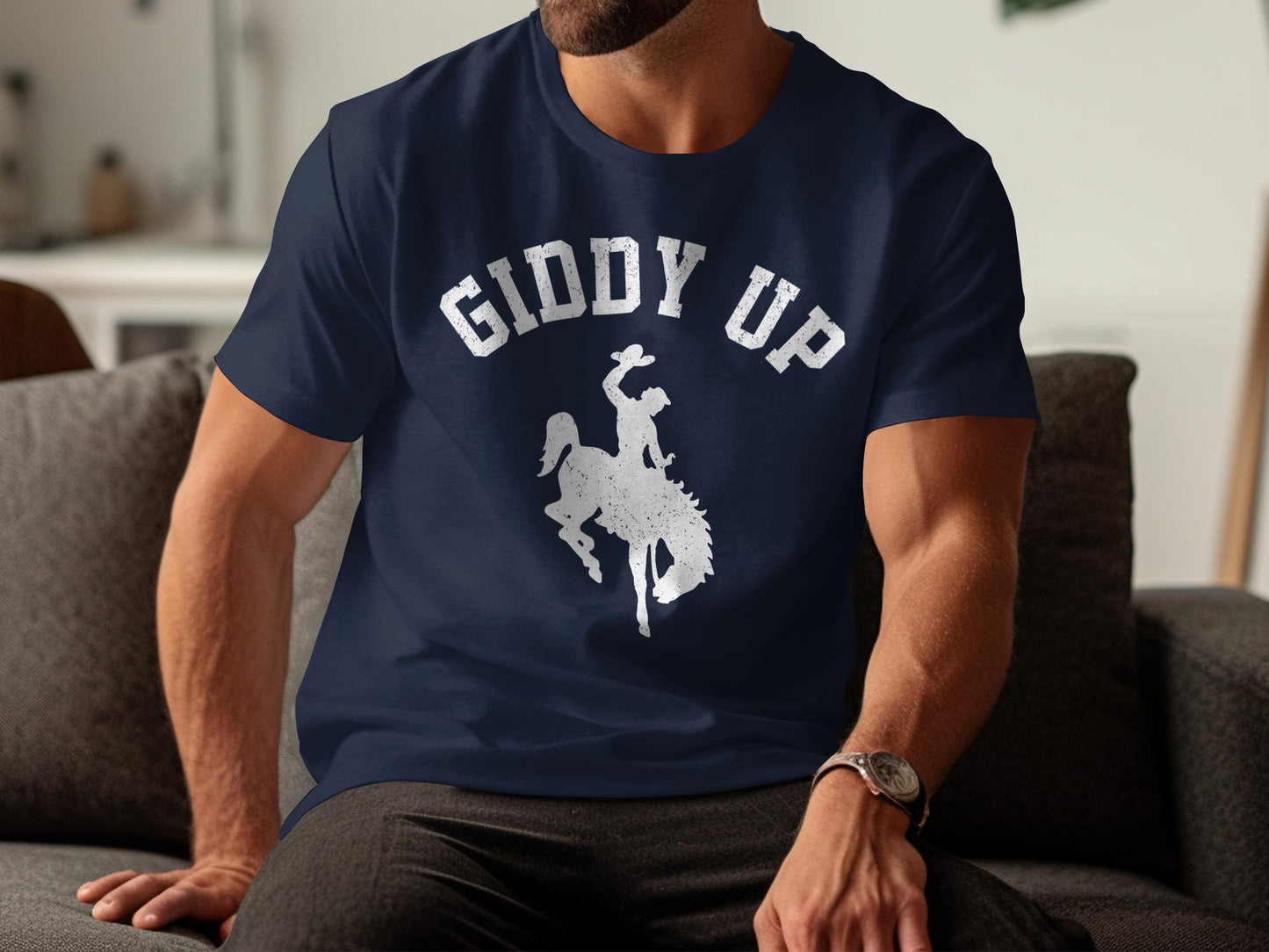 Giddy Up Cowboy T-Shirt, Bucking Bronco, Western Apparel