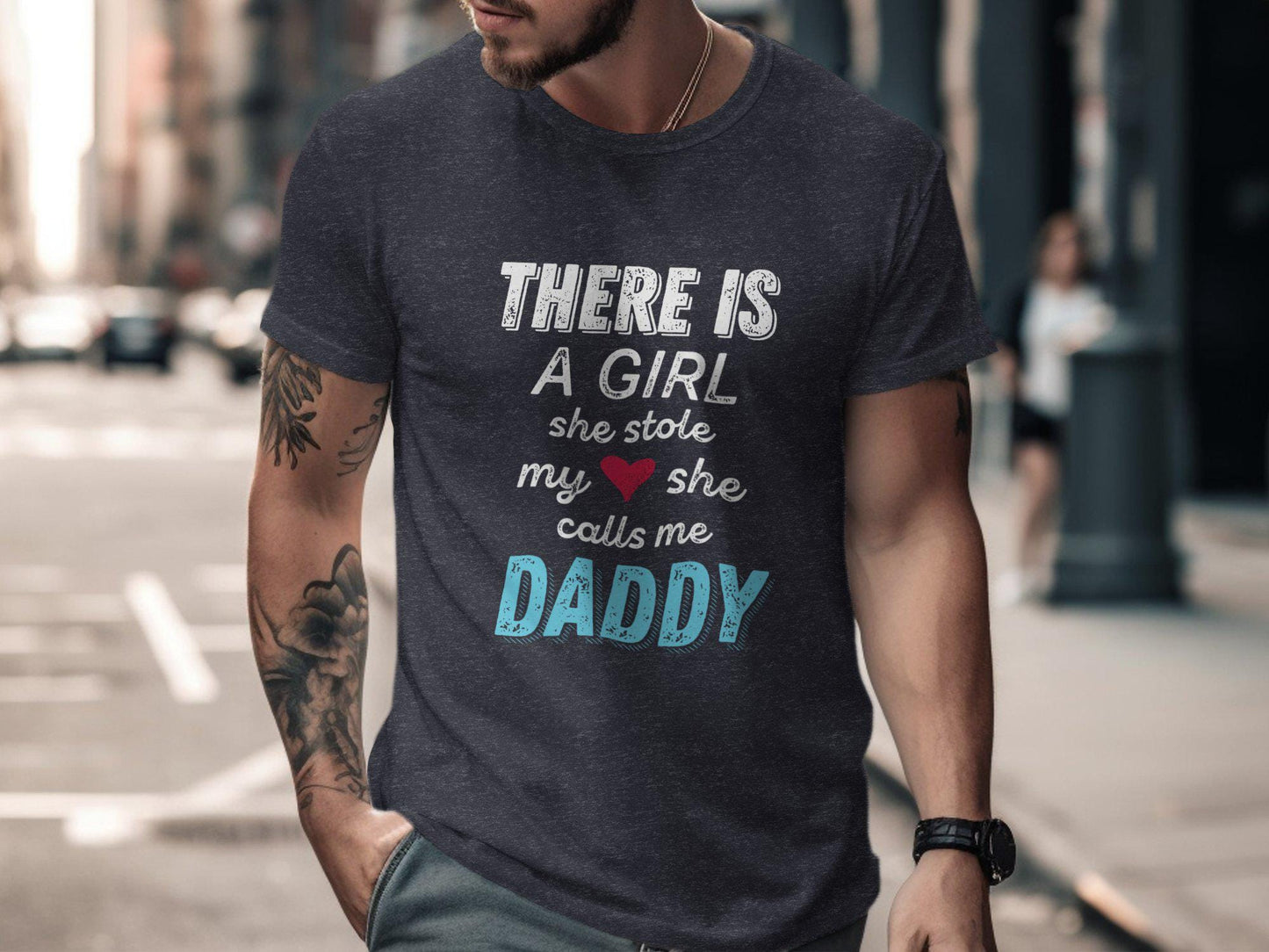 There is A Girl Daddy T-Shirts, New Dad Tees, Father Daughter Tees, Funny Dad T Shirts, Gift for Dad, Cool Dads T Shirts, Daddy Graphic Tees