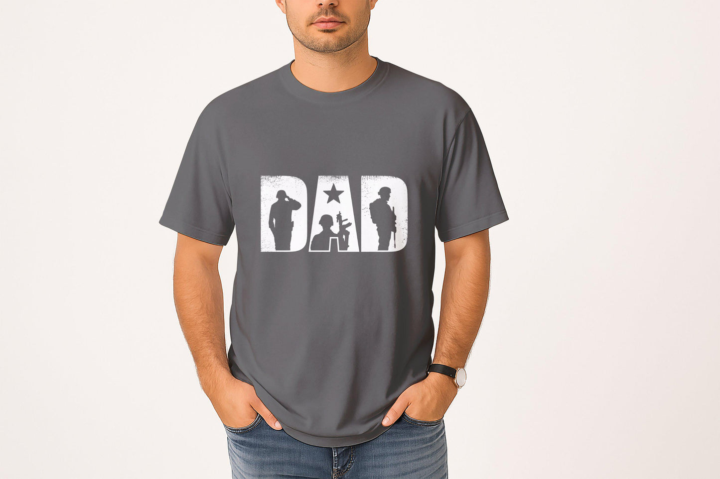 Military Dad T-Shirt: Soldier Silhouette Design