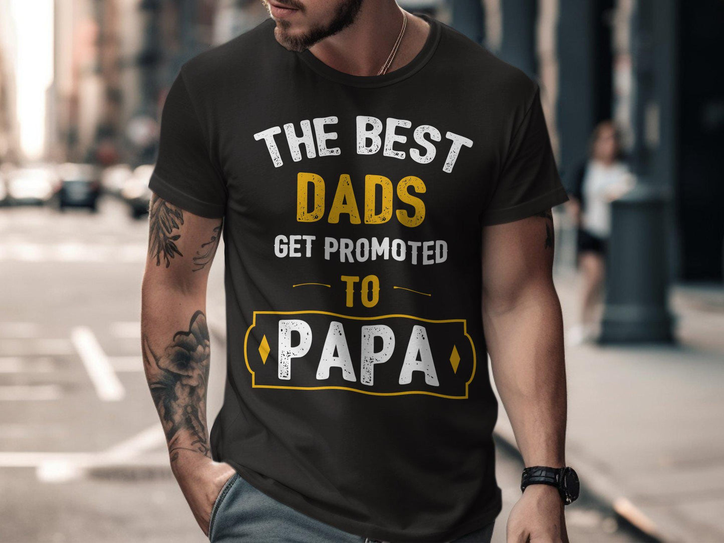 The Best Dads Get Promoted to Papa T-Shirts, Gift for Dad, Father's Day Apparel, New Dad T-Shirt, Papa T-Shirt
