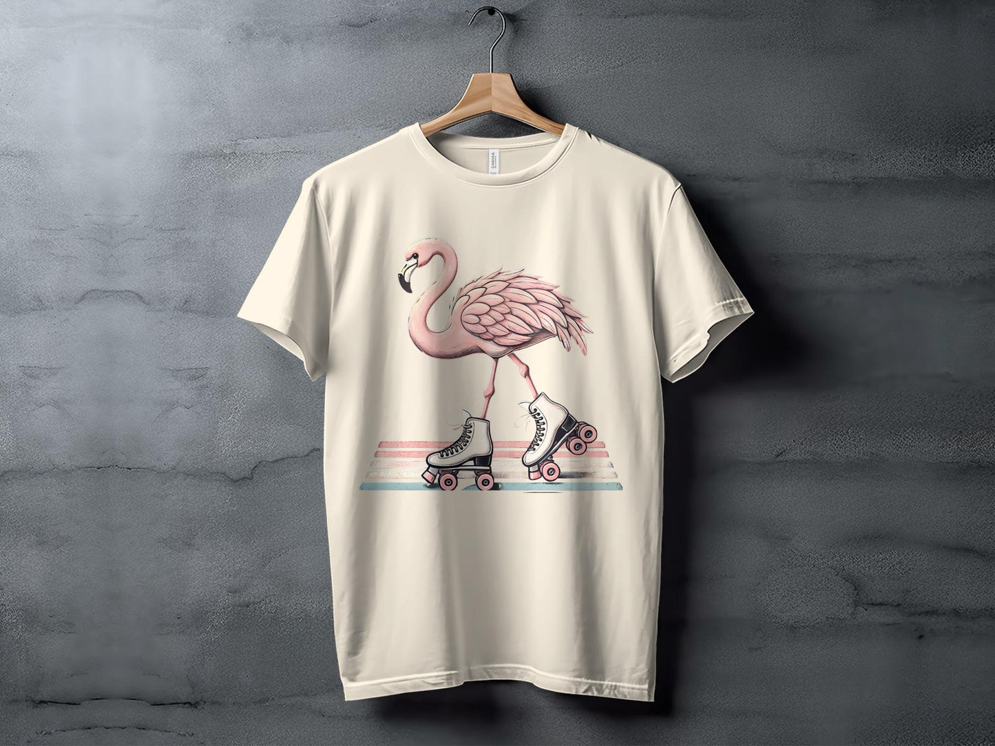 Flamingo Roller Skate T-Shirt, Quirky Animal Design