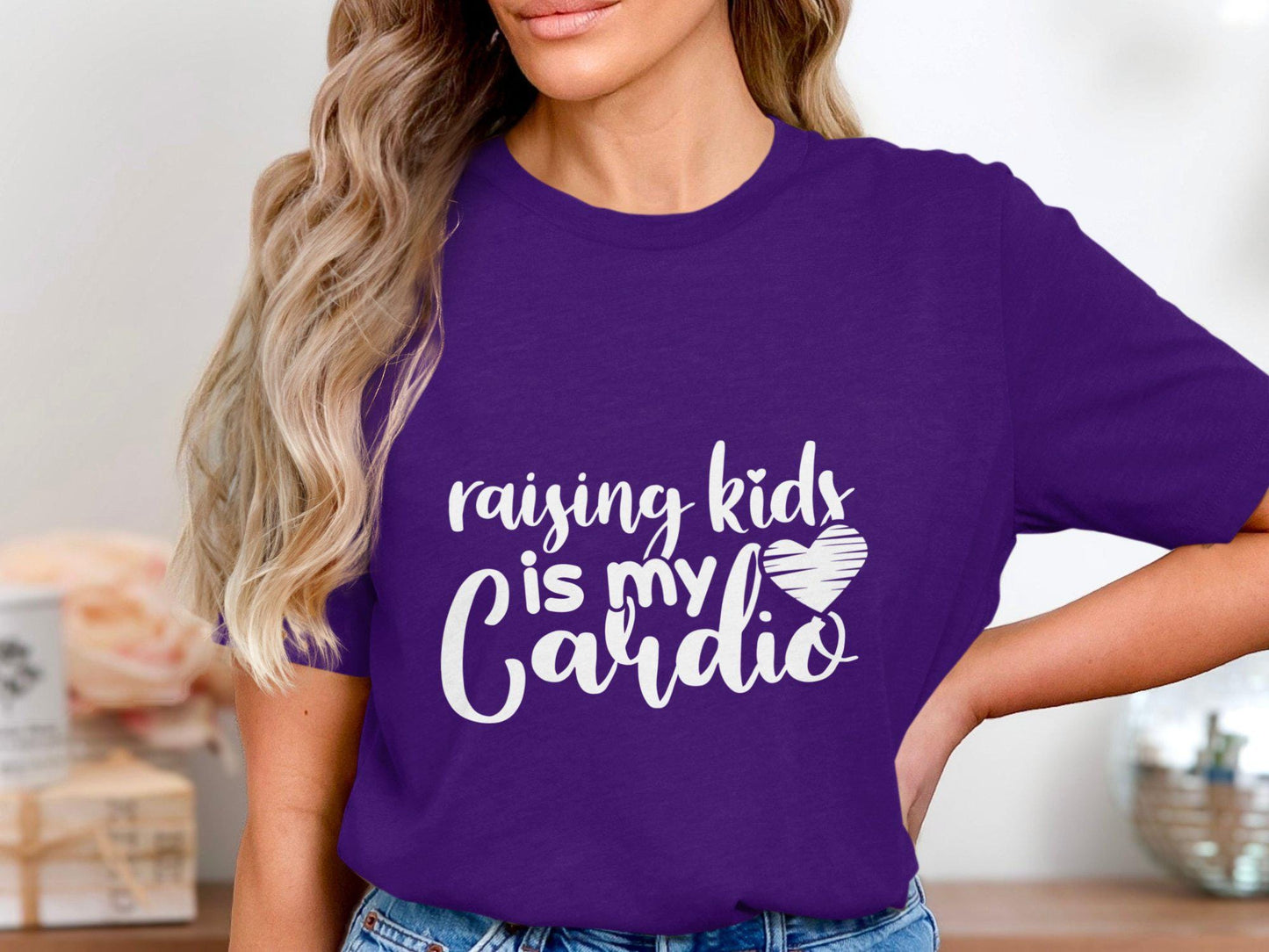 Raising Kids is My Cardio T-Shirts, Mom Life T-Shirts, Gift for Mom, Mothers Day, Mama Bear T-Shirts, New Mom Gift, Mom Cardio T-Shirts