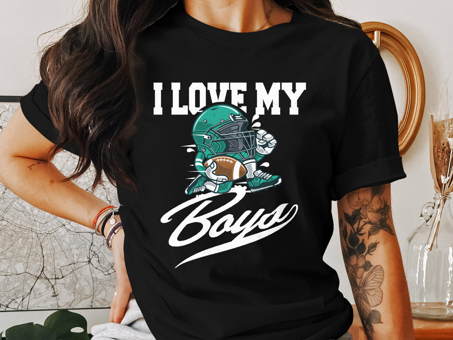 I Love My Boys Football Mom T-Shirt: Sports Fan Apparel