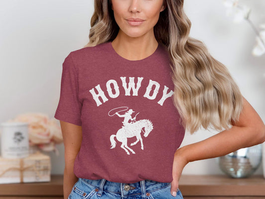 Howdy Cowboy Horse Graphic Tee, Western Style Shirt