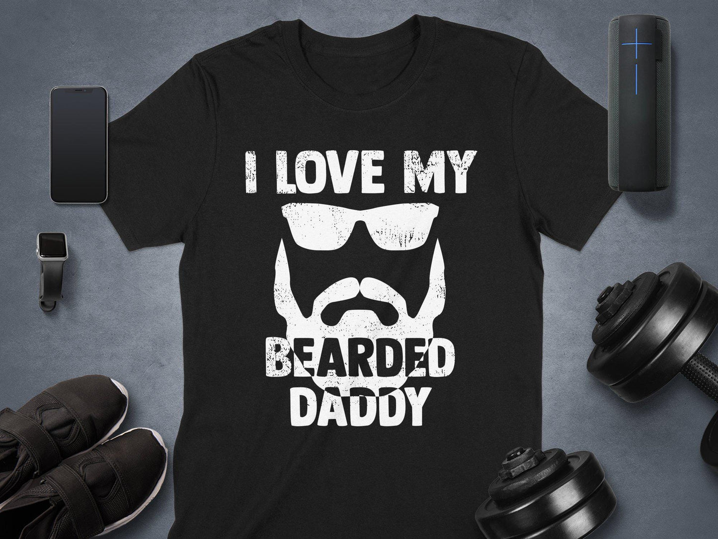 Bearded Daddy T-Shirts, I Love My Bearded Daddy, Gift for Dad, Fathers Day T-Shirts, Cool Dad Tee, Funny Dad Shirt, Dad with Beard