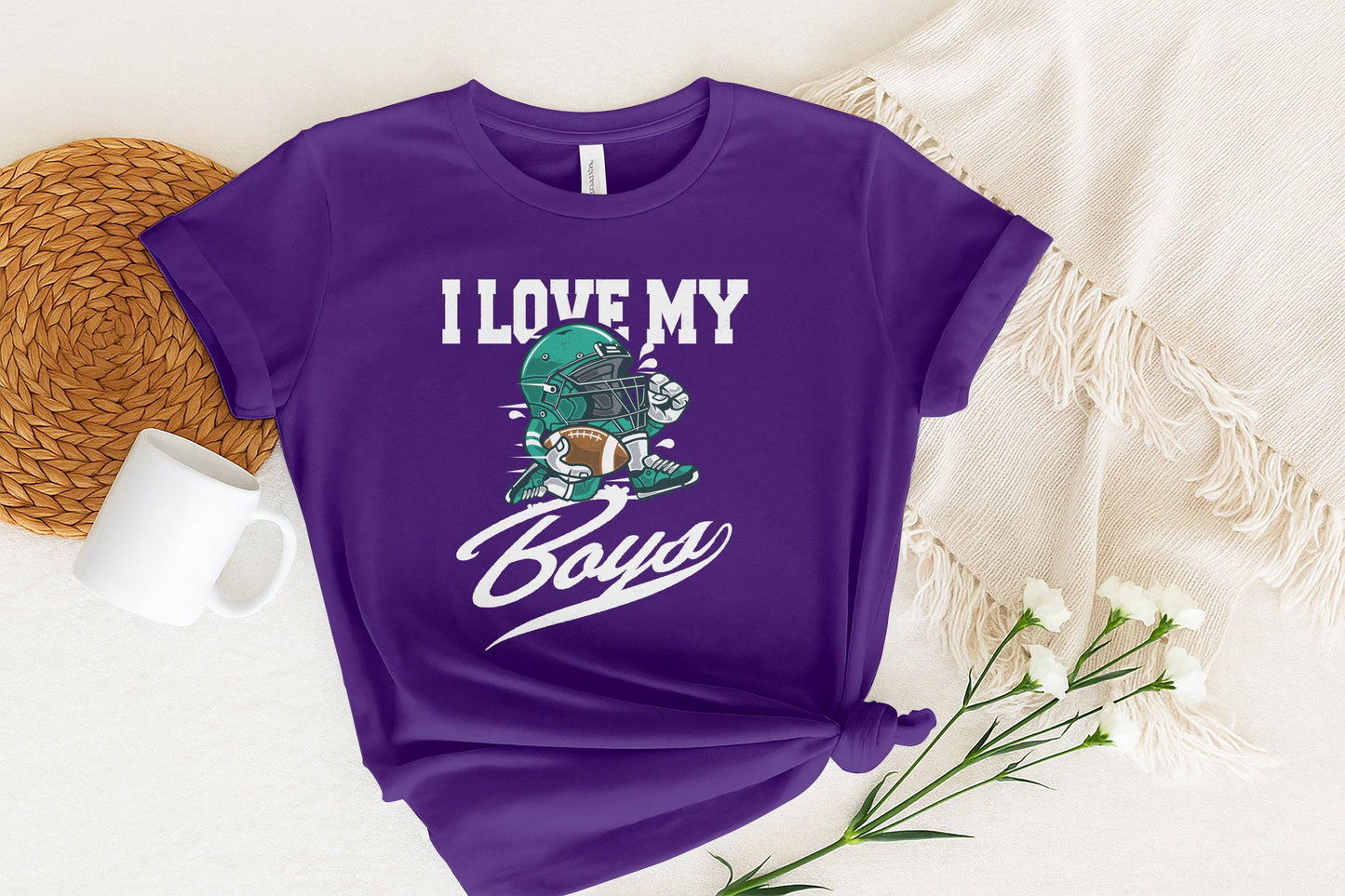 I Love My Boys Football Mom T-Shirt: Sports Fan Apparel