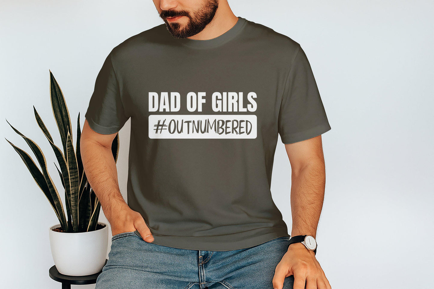 Dad of Girls T-Shirts, Outnumbered Father Tee, Girl Dad Gifts, Father Daughter Shirts, Funny Dad T-Shirts, Fathers Day Presents