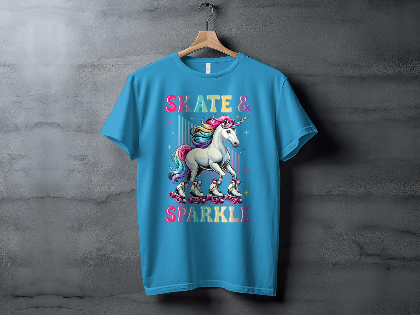 Skate & Sparkle Unicorn Shirt: Colorful Roller Skate Graphic Tee