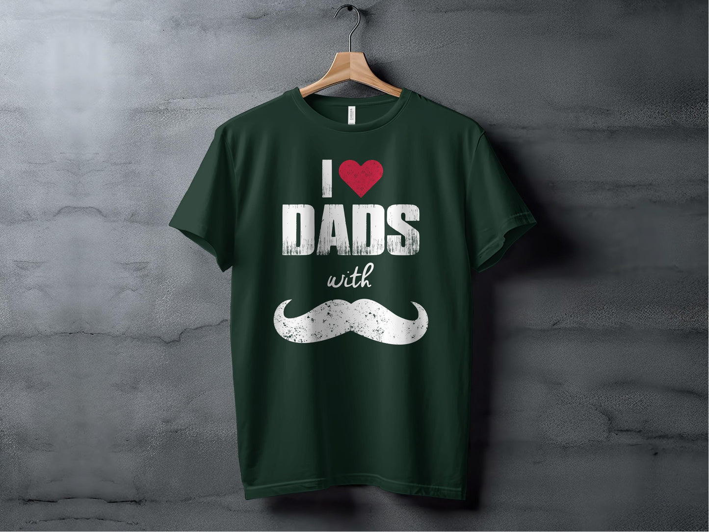 I Love Dads T-Shirts, Heart and Mustache Tee, Gift for Dad, Fathers Day Tee, Unique T-Shirts, Dad T-Shirts, Trendy Tees, Stylish Dad Gift