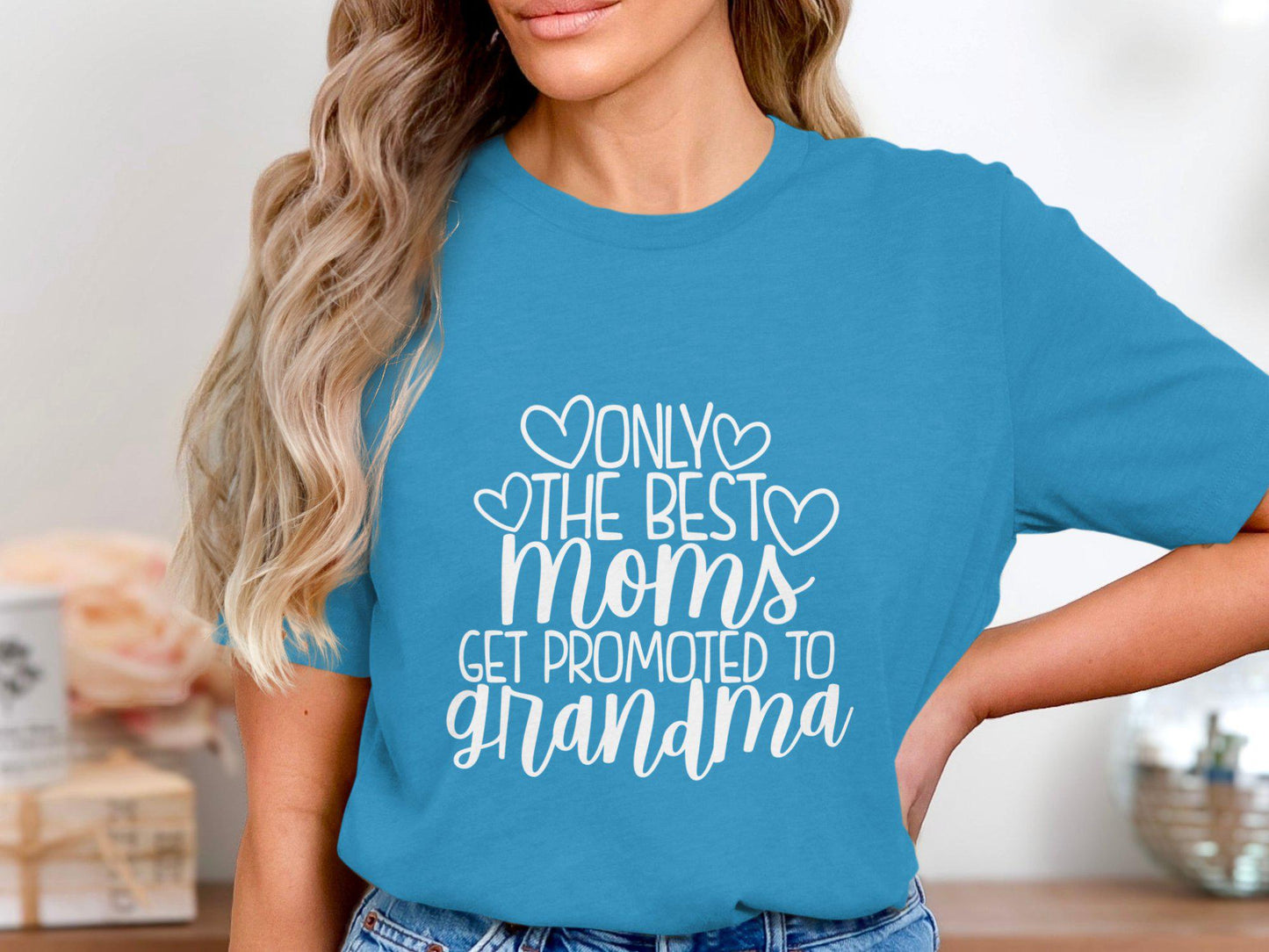 Gift for Mom, Promoted to Grandma T-Shirts, Best Moms Shirts, Grandma Gift, New Grandma Tee, Mom to Grandma, Heart Tees, Gift Idea
