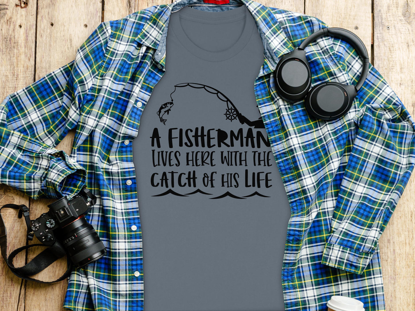 Gift for Dad Fisherman T-Shirt, Dad Birthday Gift, Gifts for Dad, Fathers Day Gifts, Catch of his Life, Fishing Shirt, Gift for Fishermen
