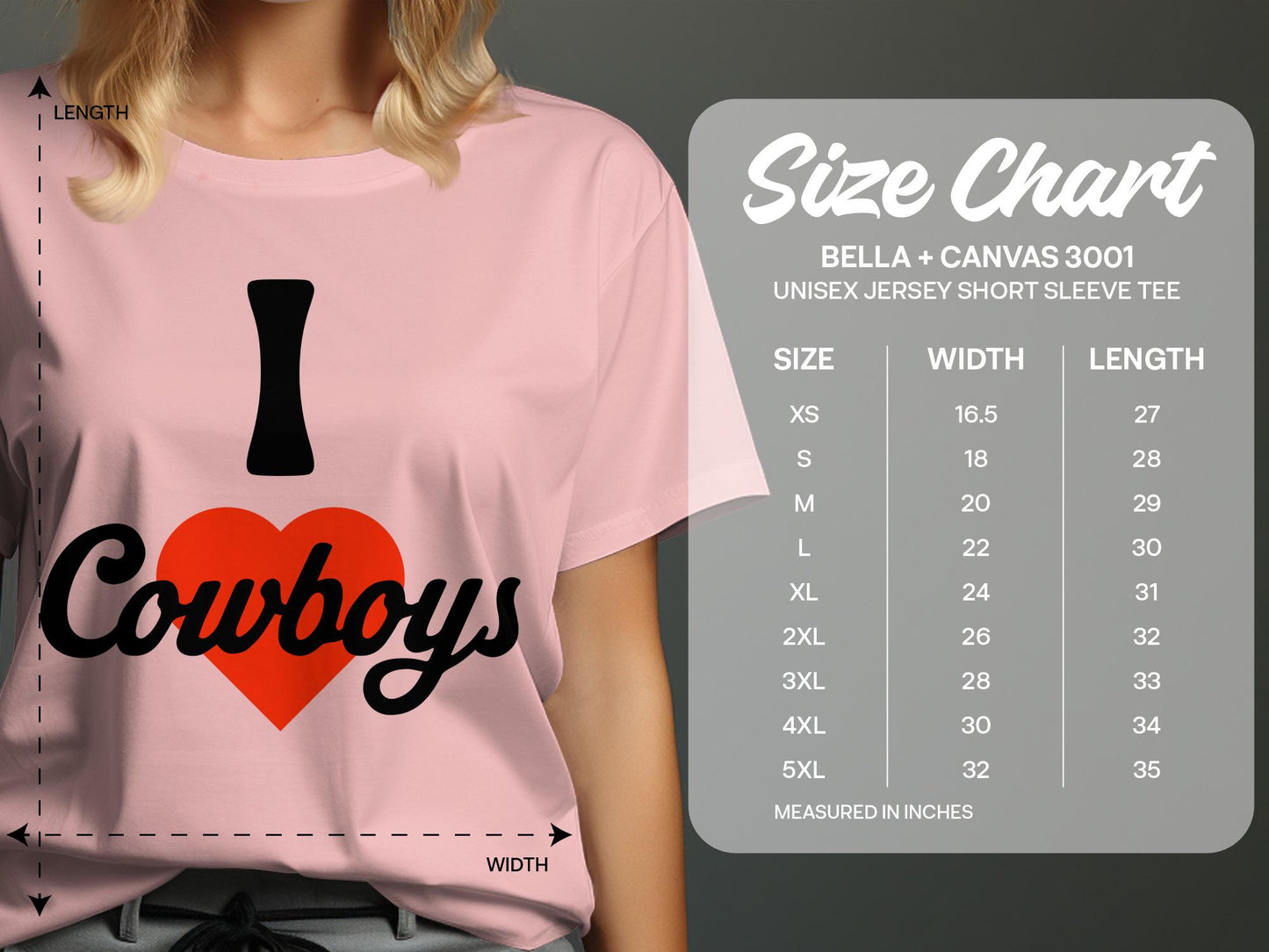 I Love Cowboys T-Shirt, Football Fan Tee
