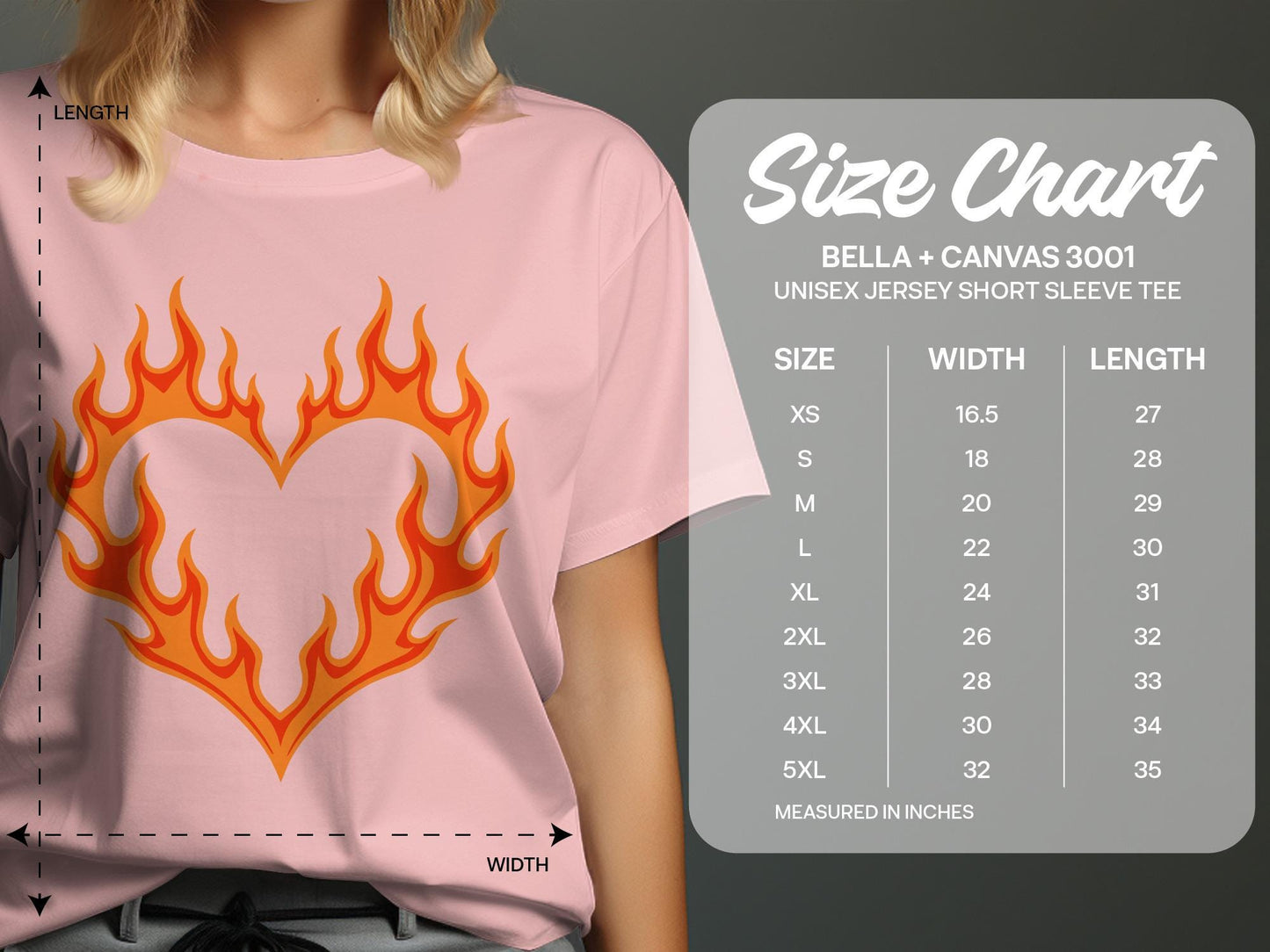 Flaming Heart Graphic Tee, Fiery Love Shirt