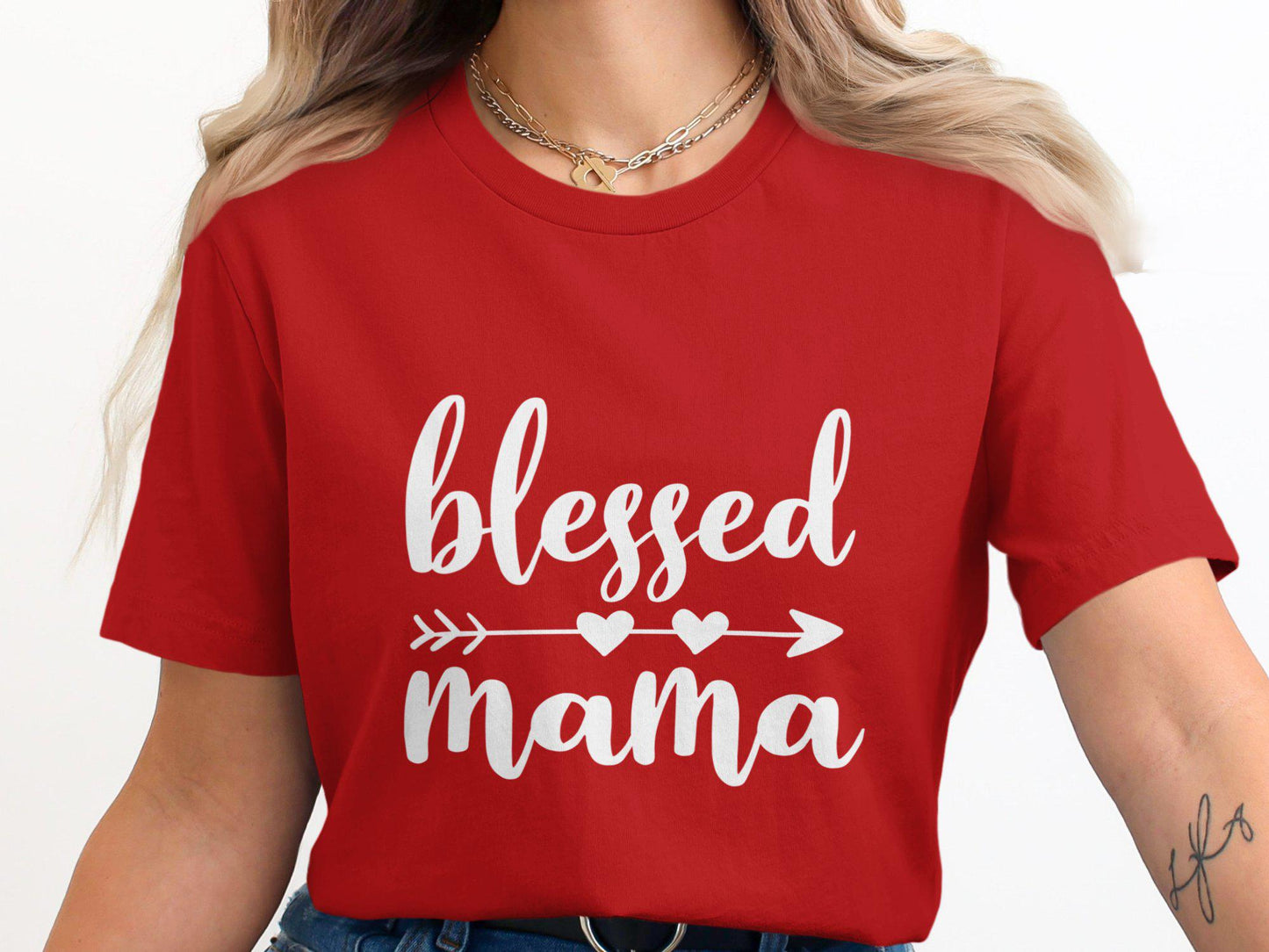 Blessed Mama T-Shirt, Gift for Mom, Mother's Day Shirt, Cute Mom T-Shirts, Mom Life Shirt, Mom Tee, Gift for New Mom, Heart T-Shirts