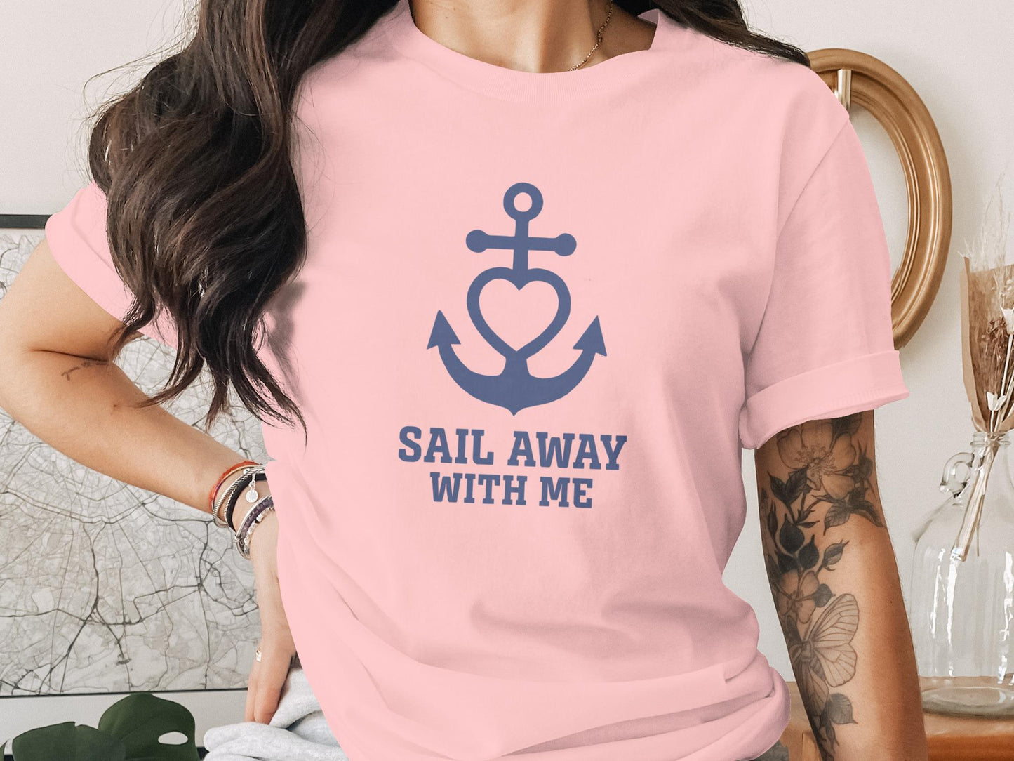 Nautical Anchor Heart T-Shirt, Ocean Lover Gift