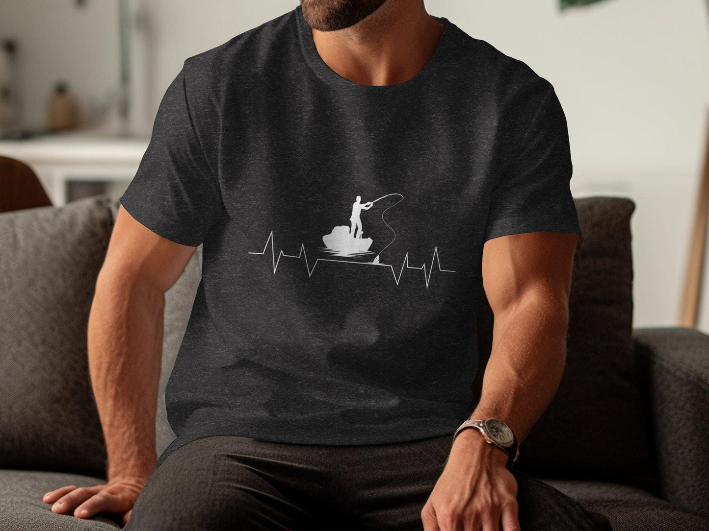 Fishing Heartbeat T-Shirt: Angler Bass Boat Design