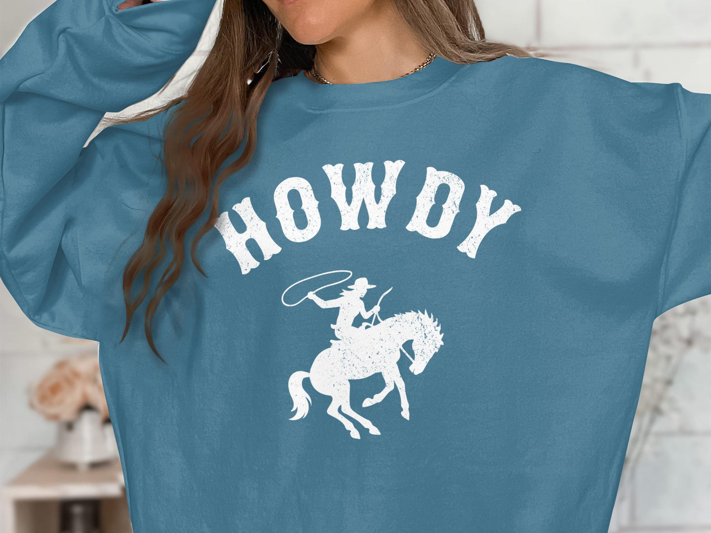 Howdy Cowboy Horse Graphic Tee, Western Style Shirt