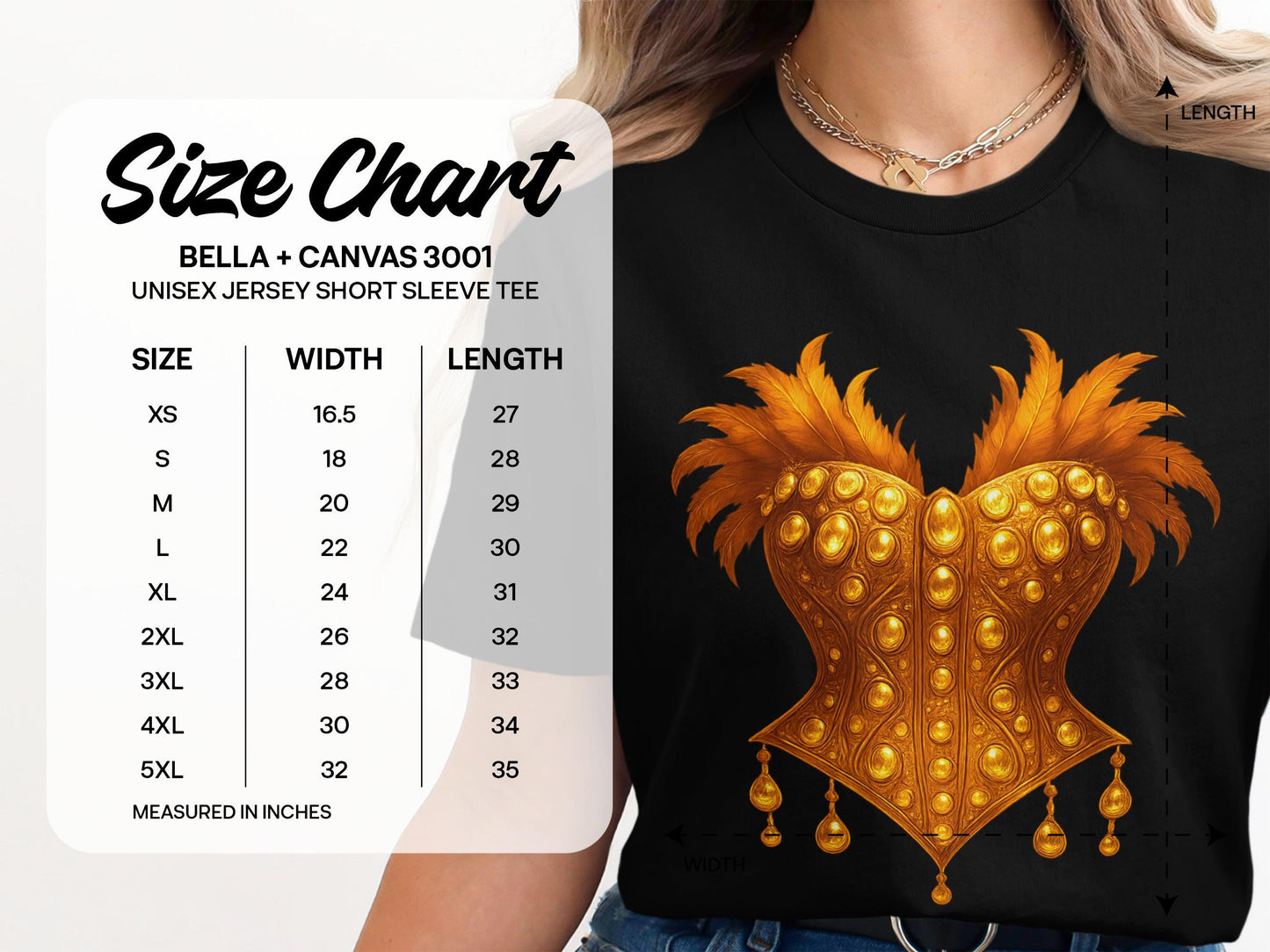 Golden Corset Graphic Tee, Showgirl Costume T-Shirt