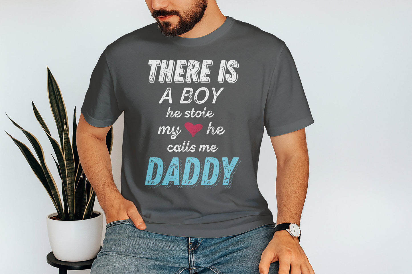 Father's Day T-Shirts, Gift for Dad, Boy Stole My Heart, Daddy T-Shirts, Dad T-Shirts, Cute Dad T-Shirts