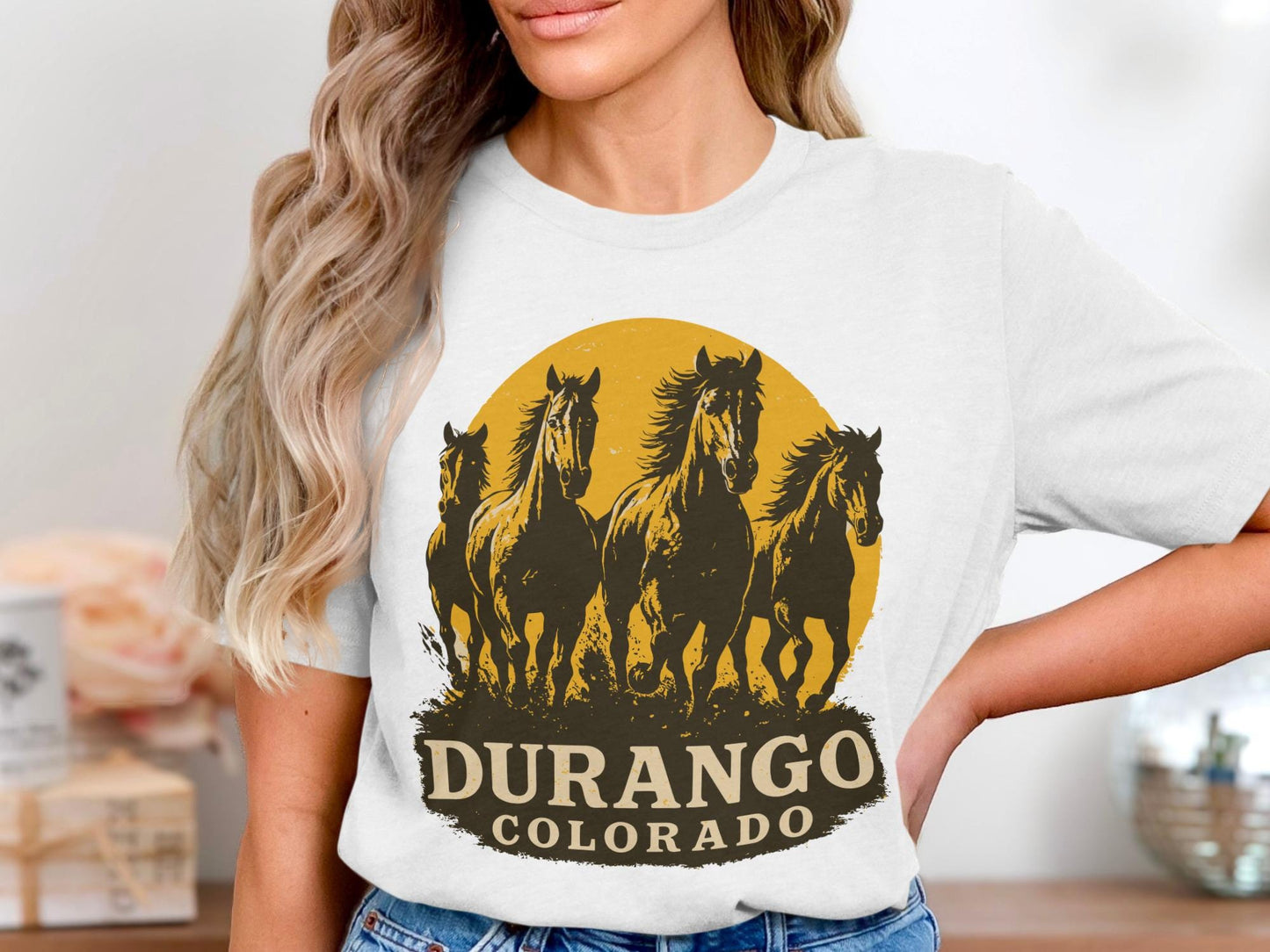 Durango Colorado Horses Graphic Tee, Wild West Unisex Shirt