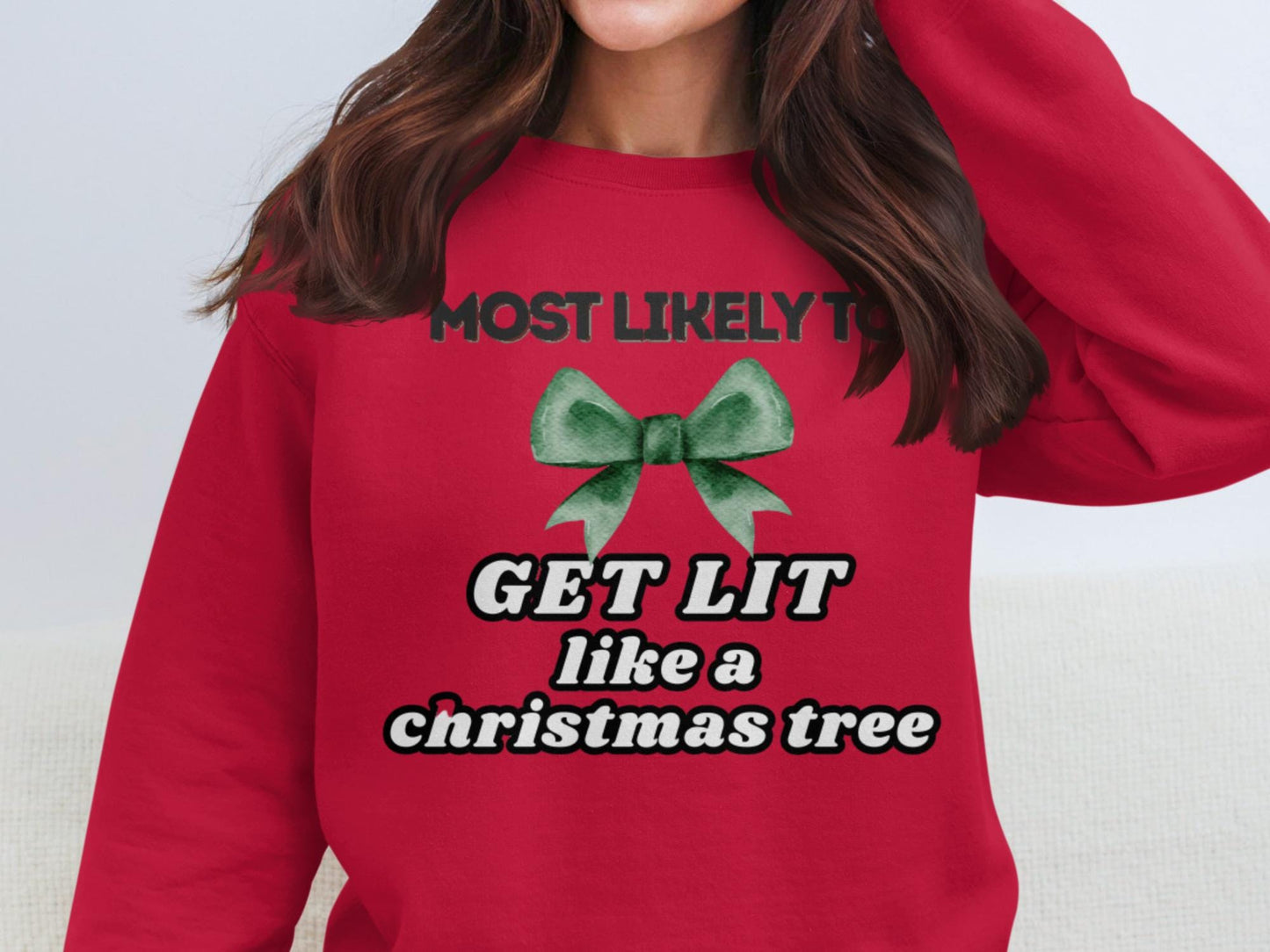 Funny Christmas T-Shirt, Most Likely To Get Lit Tee
