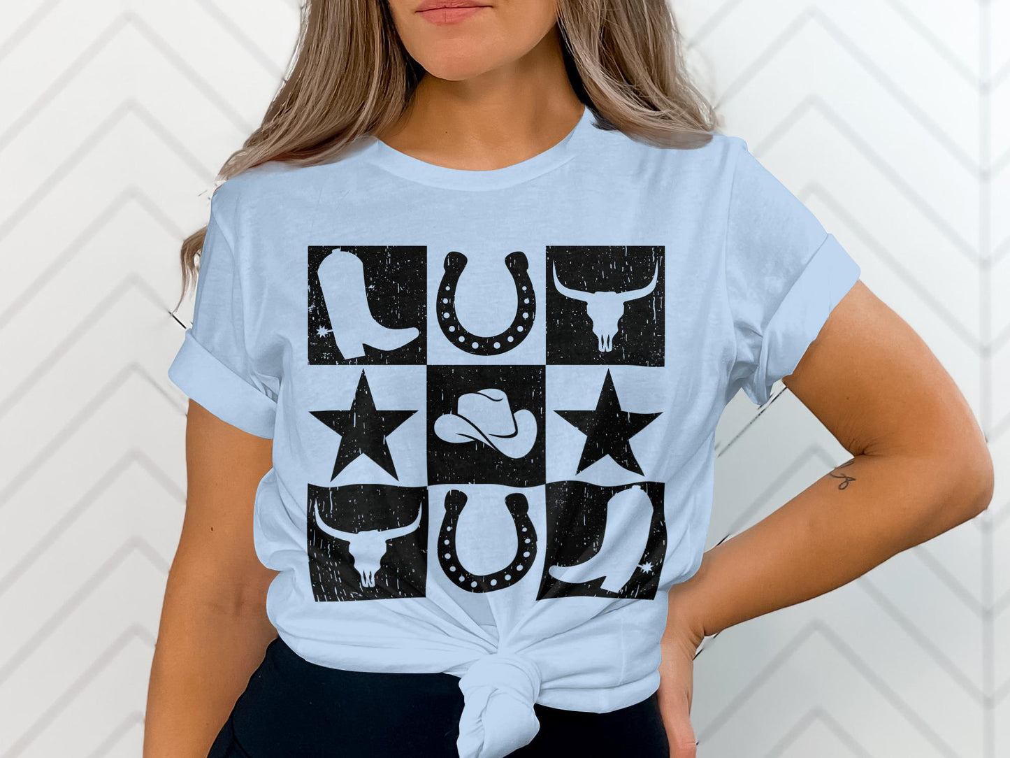 Western Graphic Tee, Cowboy Boots, Bull Skull, Rodeo Shirt