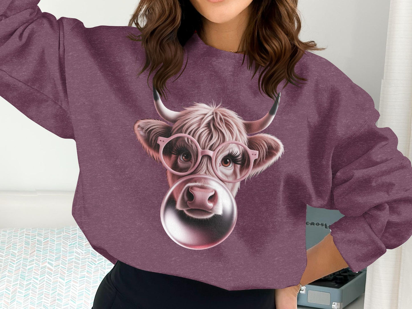 Bubble Gum Cow T-Shirt, Funny Animal Graphic Tee