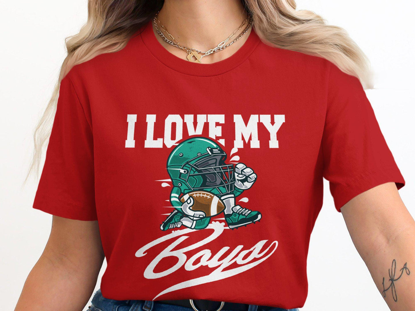 I Love My Boys Football Mom T-Shirt: Sports Fan Apparel