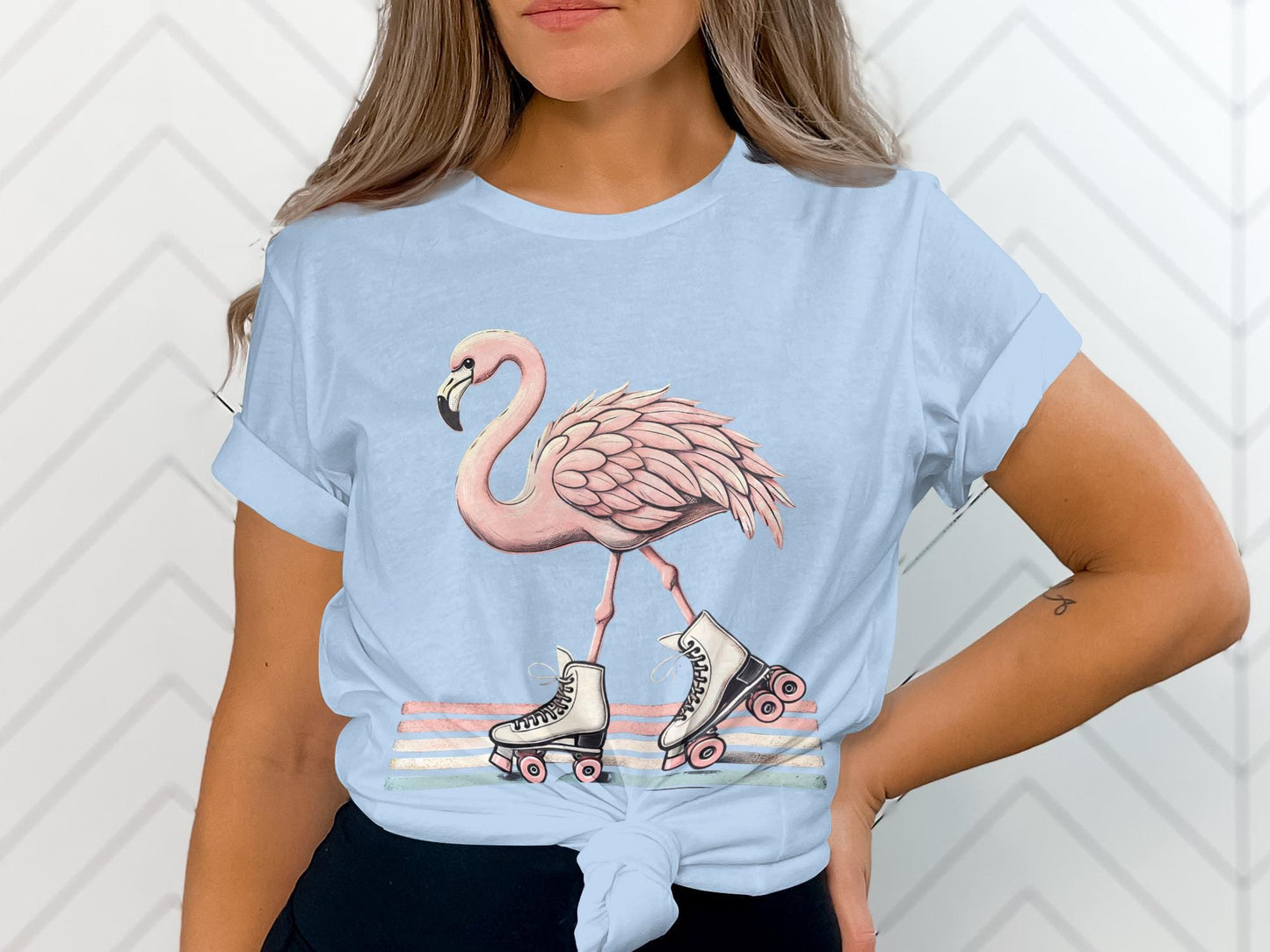 Flamingo Roller Skate T-Shirt, Quirky Animal Design