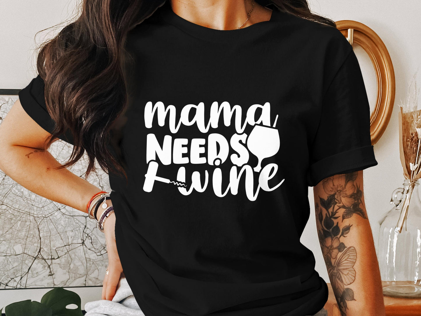 Mama Needs Wine T-Shirt: Funny Mom Graphic Tee