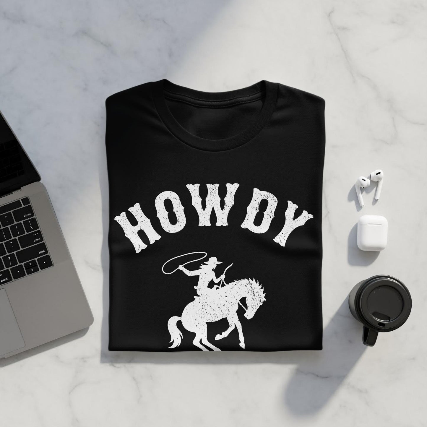 Howdy Cowboy Horse Graphic Tee, Western Style Shirt
