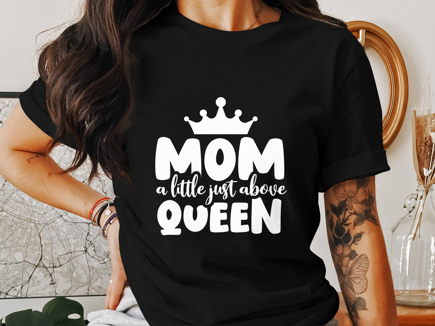 Mom T-Shirts, Queen T Shirts, Gift for Mom, Mothers Day Shirts, Mom Above Queen T Shirts, Cute Mom Tee, Mom Crown Shirt, Trendy Mom