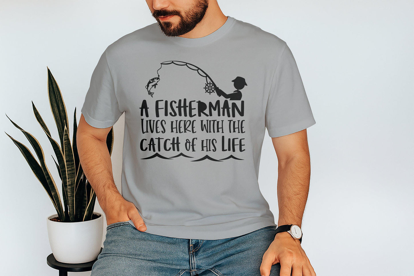 Gift for Dad Fisherman T-Shirt, Dad Birthday Gift, Gifts for Dad, Fathers Day Gifts, Catch of his Life, Fishing Shirt, Gift for Fishermen