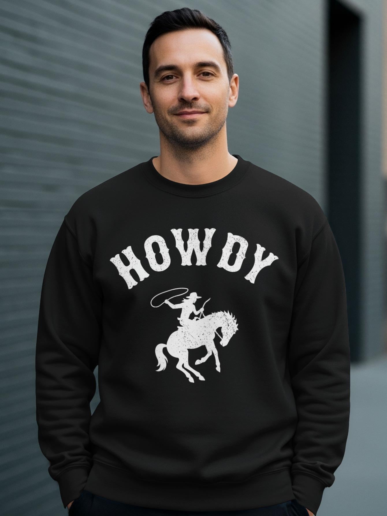 Howdy Cowboy Horse Graphic Tee, Western Style Shirt