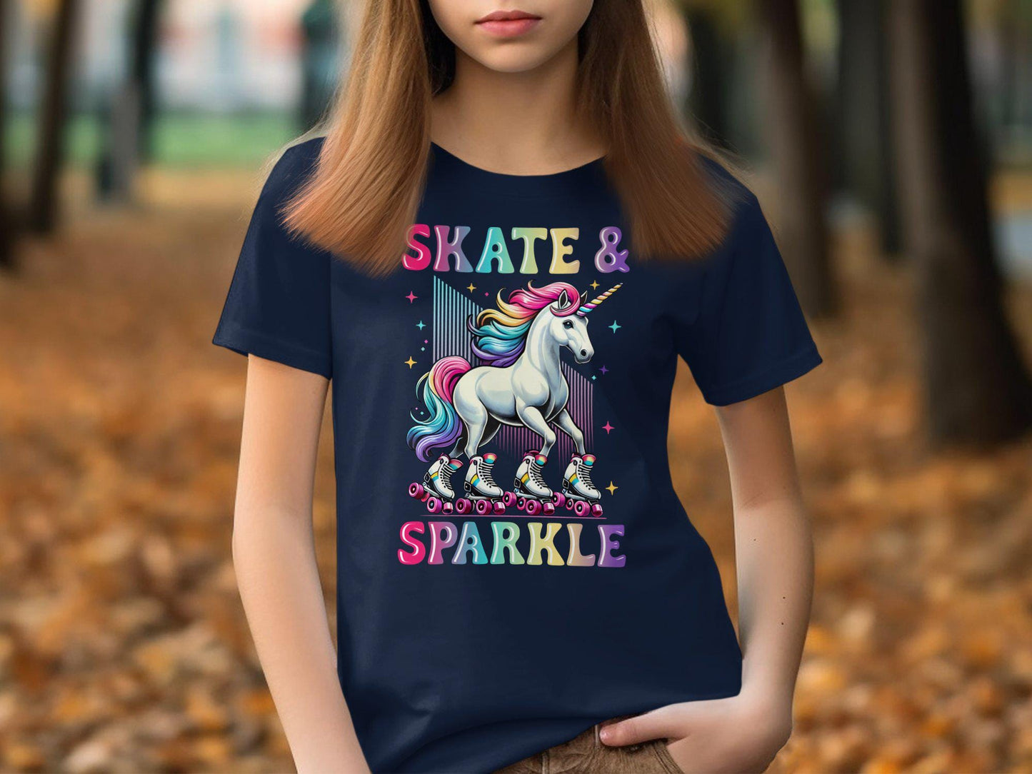 Skate & Sparkle Unicorn Shirt: Colorful Roller Skate Graphic Tee
