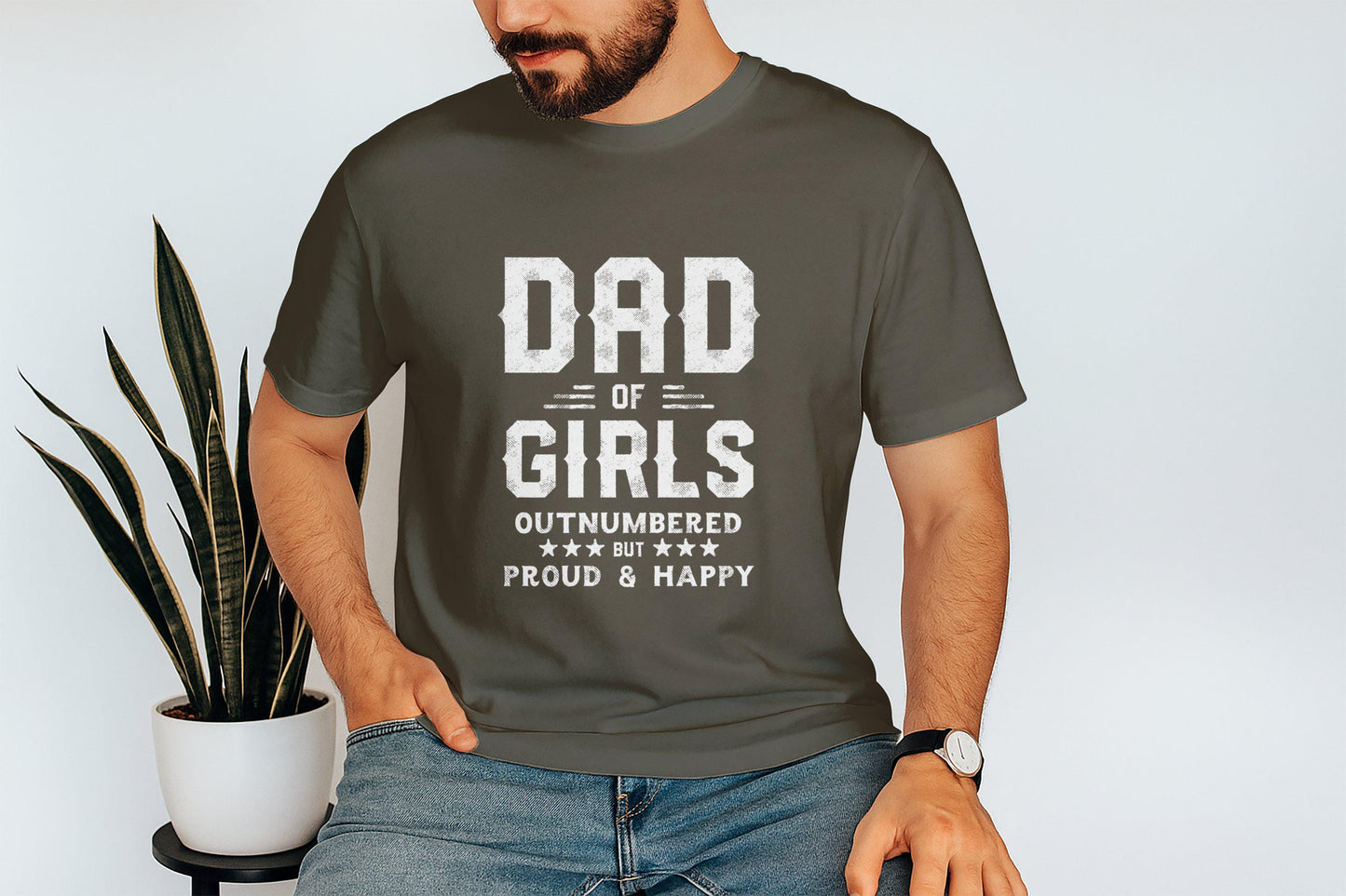 Dad Of Girls T-Shirts, Outnumbered Dad Shirt, Proud Father, Happy Dad Tees, Fathers Day Gift, Girl Dad, Funny Dad Shirt, Girl Dad Gifts