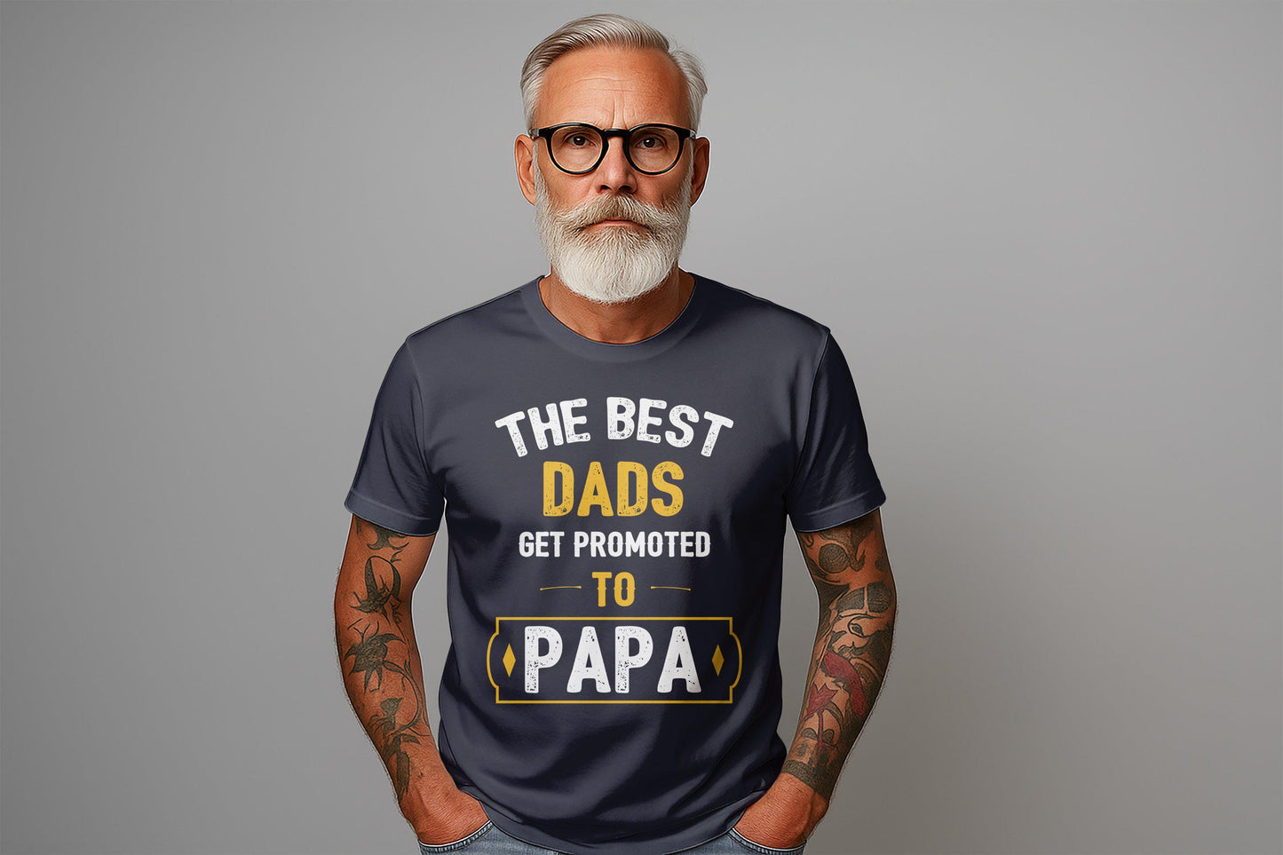 The Best Dads Get Promoted to Papa T-Shirts, Gift for Dad, Father's Day Apparel, New Dad T-Shirt, Papa T-Shirt